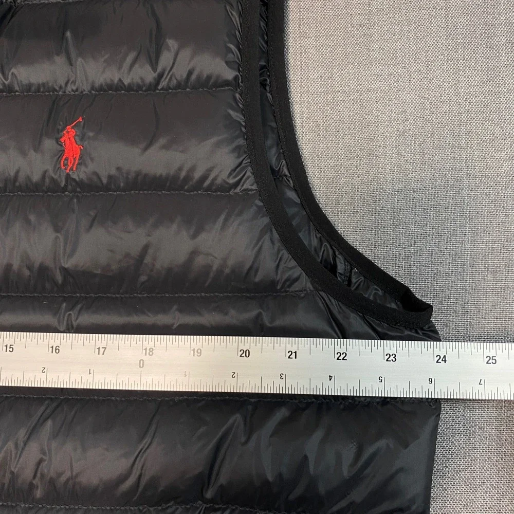 Polo Ralph Lauren Goose Down Puffer Vest Full Zip Quilted Black Pony Men Size XL